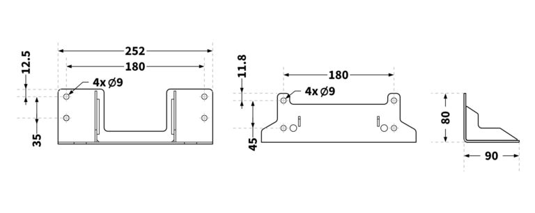 MOUNTING THE QS-BT1 ON A QS-V20 PLATFORM dimensions